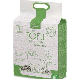 Velvet Paw Tofu kačių kraikas su žaliosios arbatos ekstraktu, 2 mm granulės, 6 l
