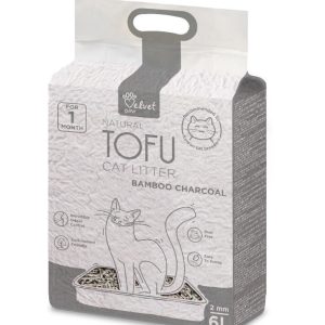 Velvet Paw Tofu kačių kraikas su bambuko anglimi, 2 mm granulės, 6 l